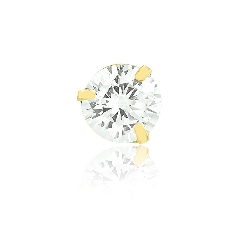 Teens and Women 18k Solid Yellow Gold Cubic Zircon 4 mm Pendant for Necklace for Girls