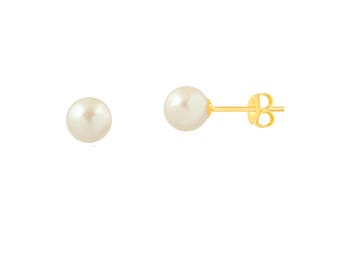 Tiny 14k Solid Yellow Gold Baby Earrings 3mm Freshwater Pearls - Hypoallergenic