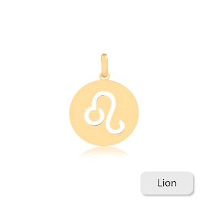 Leo Zodiac Sign 14k Solid Gold Medal charm for Chain for Girls, Women, Men
