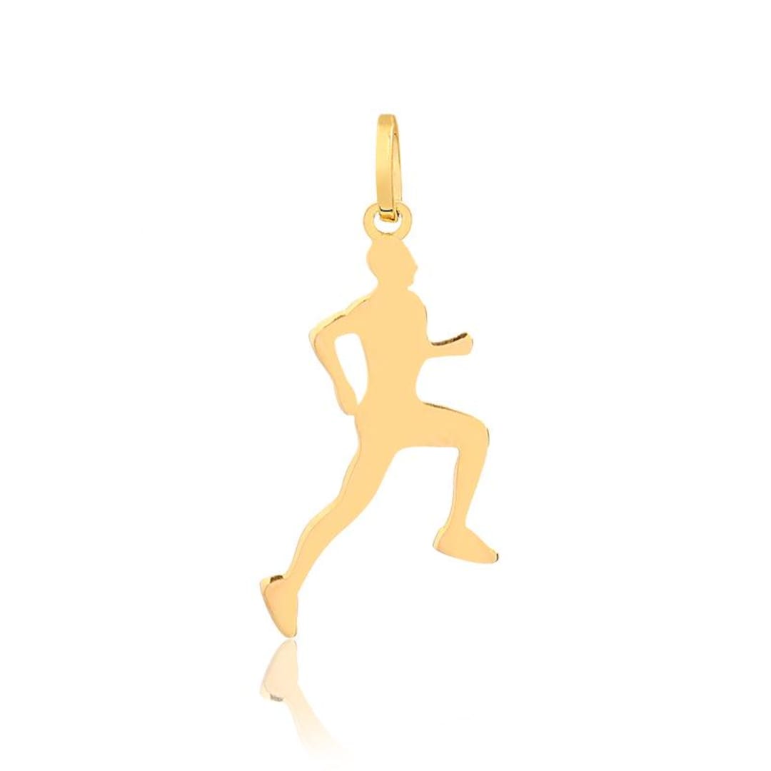 14k Gold Running Pendant Charm Athlete Necklace for Men - Etsy