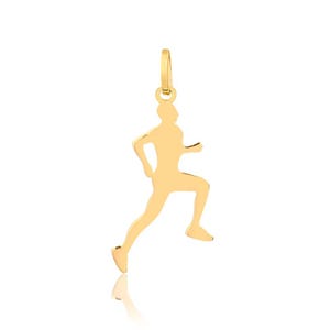14k Yellow Gold Runner Sports Charm Necklace for Him