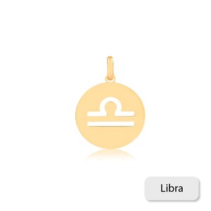 Dije de medalla de oro amarillo de 14k con el signo del zodiaco Libra para cadena para adolescentes, mujeres y hombres.