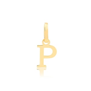 Colgante con la letra P de oro amarillo macizo de 18 k para collar, ideal para niñas, adolescentes, mujeres y hombres.
