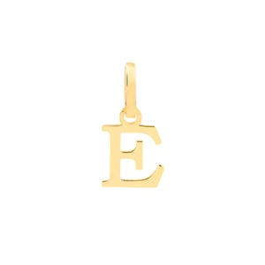 Colgante con la letra E en oro amarillo macizo de 18 k para collar, ideal para niñas, adolescentes, mujeres y hombres.