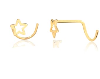 Tiny Star Nose Piercing 18k Solid Gold Nose Stud Screw L Shaped for Women Teens