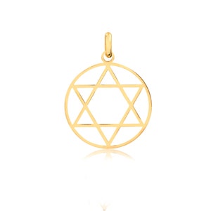 14k Solid Yellow Gold David Star Shaped charm for Chain for Women and Men