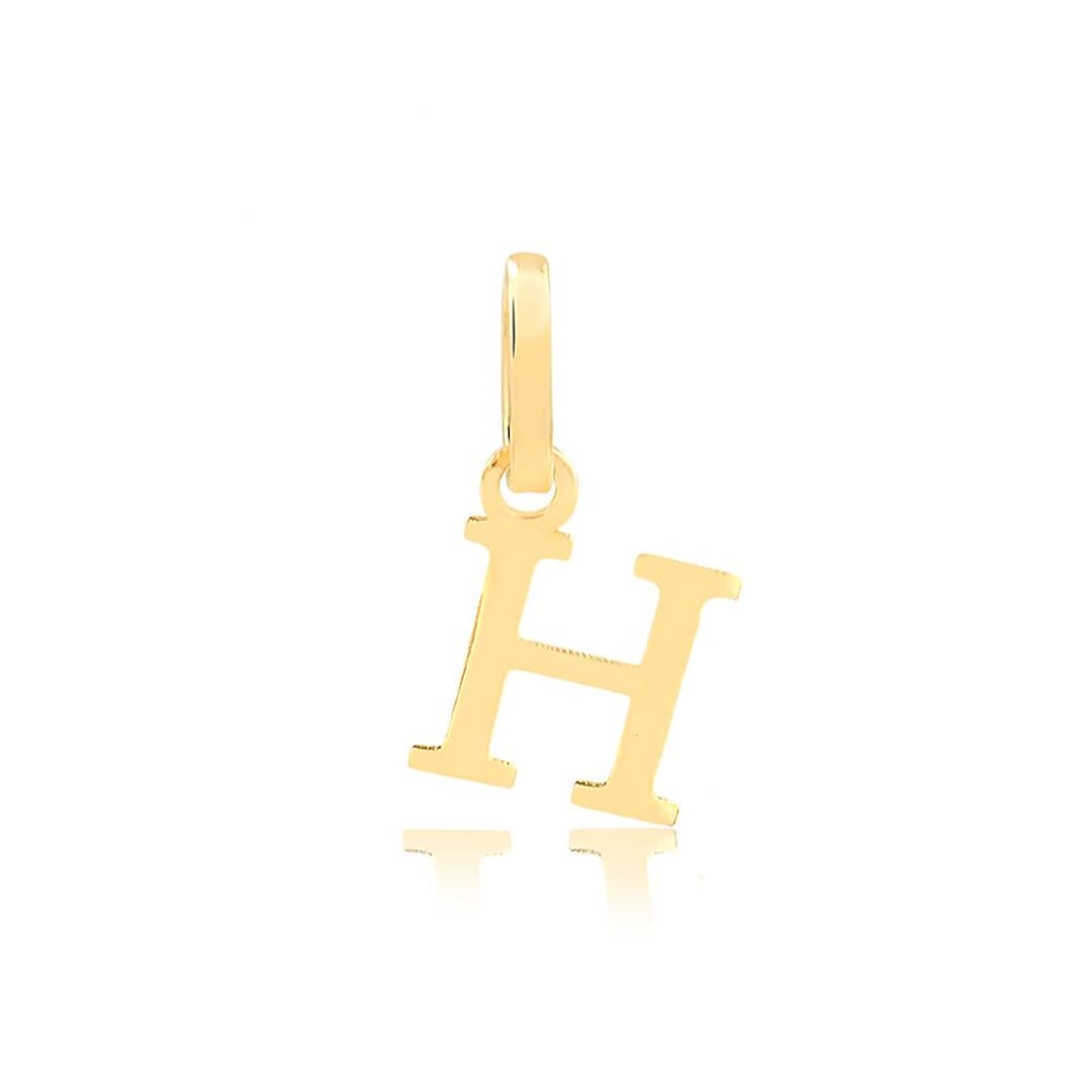 Gold Letter H Sign, 18k Solid Yellow Gold Pendant - Etsy