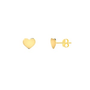 14K Gold Heart Earrings: Tiny Yellow Gold Studs