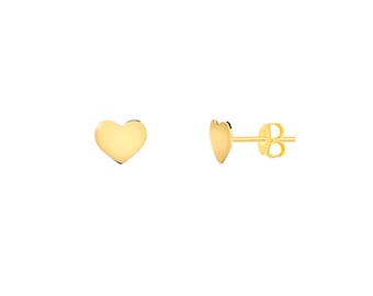 14K Gold Heart Earrings: Tiny Yellow Gold Studs