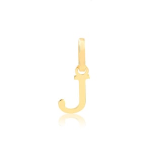 Signo de la letra J en oro. Oro amarillo macizo de 18 quilates.