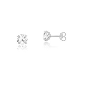 18k Solid White Gold Cubic Zirconia 2.5 mm Butterfly Backs Stud Earrings Girls