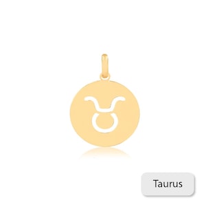Taurus Zodiac Sign 14k Solid Gold Medal charm for Chain for Teens,Women Men