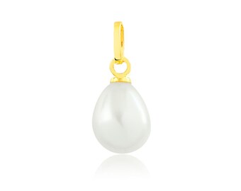 18k Solid Yellow Gold Freshwater Pearl 7.5 mm charm for Chain for Women
