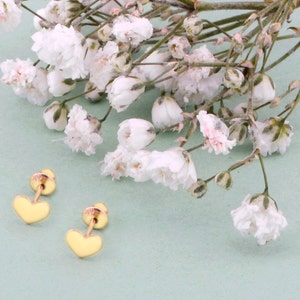 14k Solid Yellow Gold Heart 5 mm Butterfly Backs Stud Earrings for Toddlers