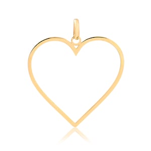 14k Solid Yellow Gold Heart Pendant Charm