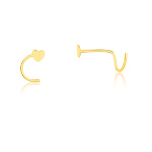 18k Gold Tiny Nose Stud Heart Shape Piercing for Her