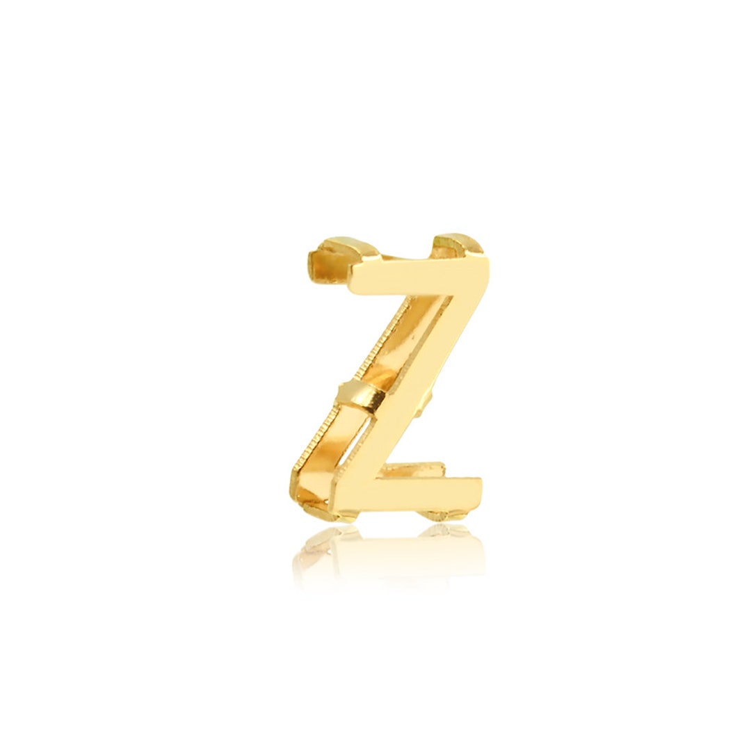 Gold Letter Z Pendant, 18k Solid Yellow Gold Letter Pendant for