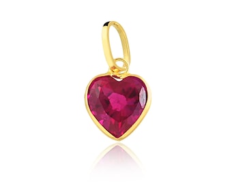 Heart Necklace Gold, 18k Solid Gold Pendant, CZ Heart Pendant, Love Charm Necklace, Valentines Gift, Girls Necklace