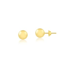 6mm Solid 18k Yellow Gold Ball Stud Earrings: Children, Teens, Women