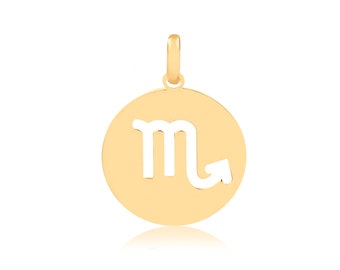 Scorpio Zodiac Sign, 14k Solid Yellow Gold | Horoscope Medal Pendant for Necklace for Girls, Teens, Women and Men