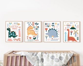 PRINTABLE WALL ART, Dinosaur Nursery Print, Dinosaur Room Wall Decor, Dino Wall Art Set, Dinosaur Nursery Printable, Kids Wall Art