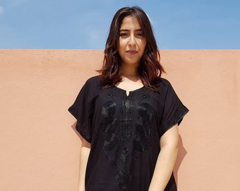 Djellaba noire, robe longue, caftan marocain, vêtement pour femme