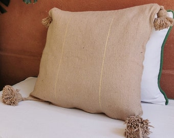 Magnifique coussin marocain beige et or en laine