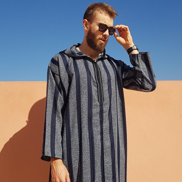 Magnifique djellaba marocaine bleue majorelle pour homme