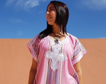 Pink moroccan kaftan for women, bohemian clothing, oriental dress