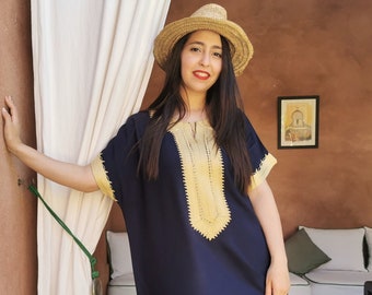 Blue and gold kaftan for women