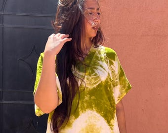Green and white long tunic – Moroccan women’s clothing