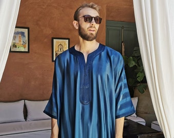 Moroccan blue kaftan for men