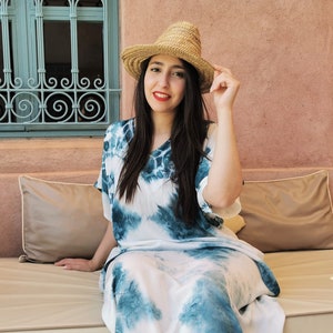 Beautiful moroccan turquoise and white dress, maxi dress