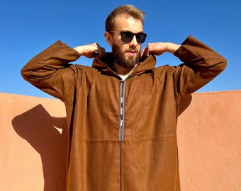 Brown moroccan coat for men