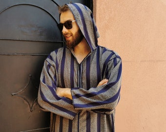 Beautiful moroccan navy blue djellaba for men