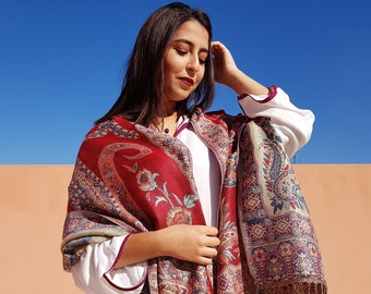 Red pashmina scarf shawl for women