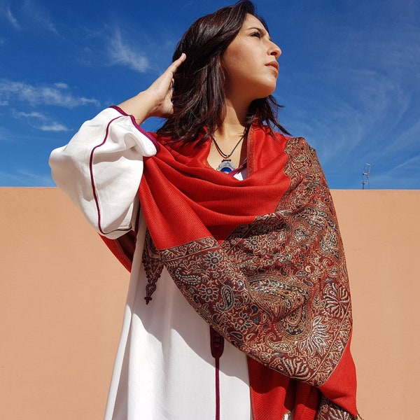 Magnifique pashmina rouge écharpe pour femme