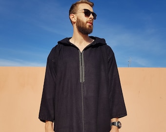 Black moroccan djellaba for men