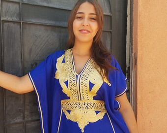 Beautiful moroccan blue majorelle kaftan for women