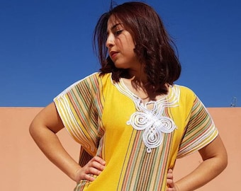 Long yellow dress, moroccan kaftan for women