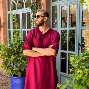 Kaftan set of Dorrah in Burgundy