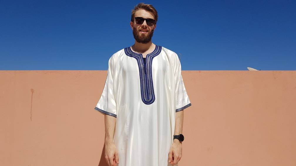 Moroccan white kaftan for men white djellaba