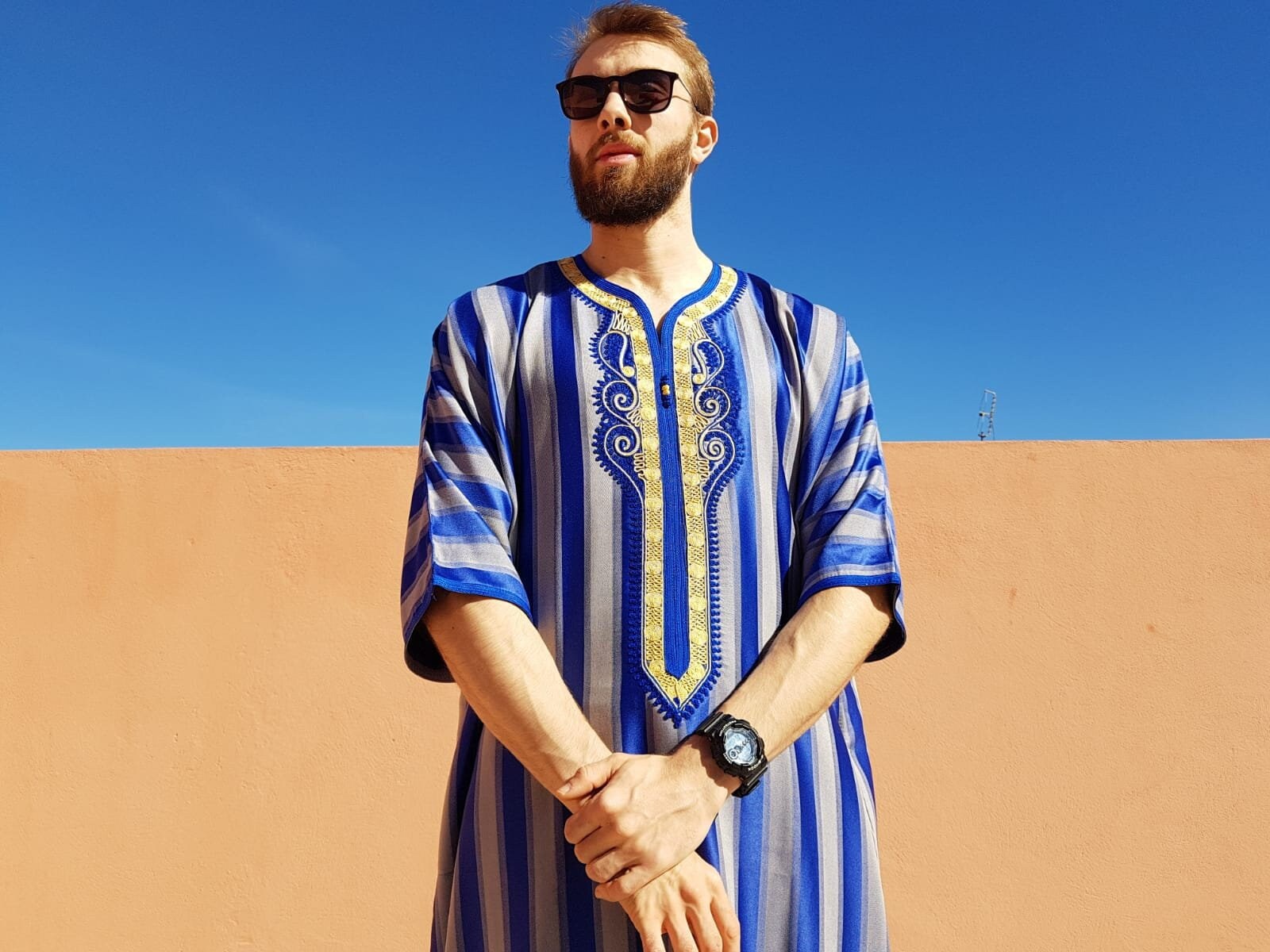 moroccan kaftan moroccan clothing men blue kaftan | Etsy