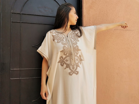 Beautiful Moroccan White Kaftan for Women - Etsy Finland
