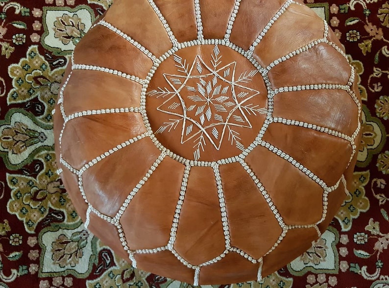 Moroccan pouf, Berber pouf, ottoman pouf, leather pouf, bohemian decoration image 2