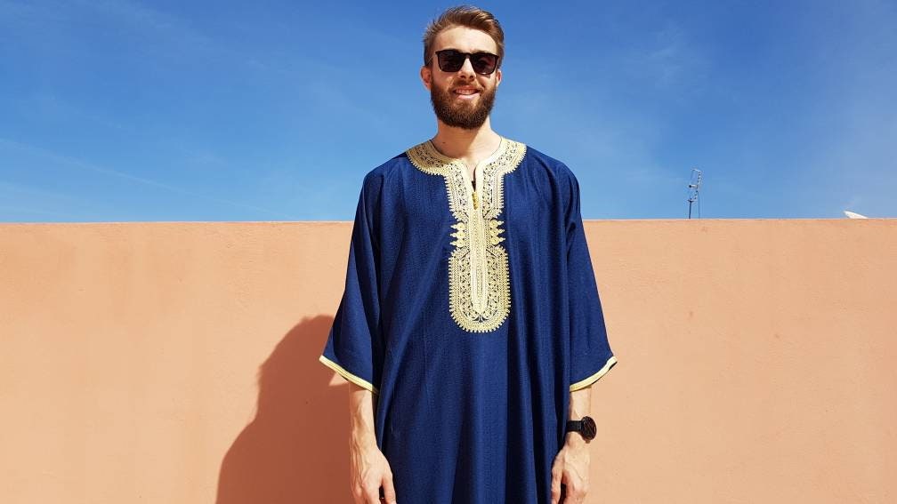 Beautiful moroccan Blue kaftan for men