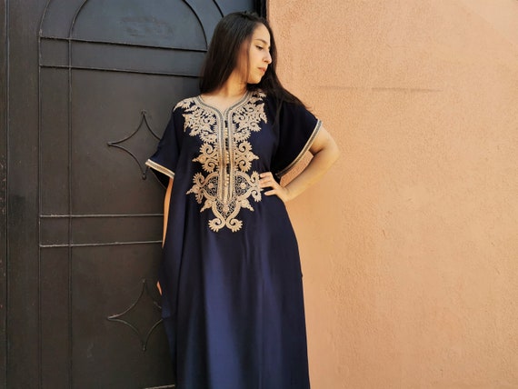 Beautiful Moroccan Blue Kaftan for Women Etsy Hong Kong