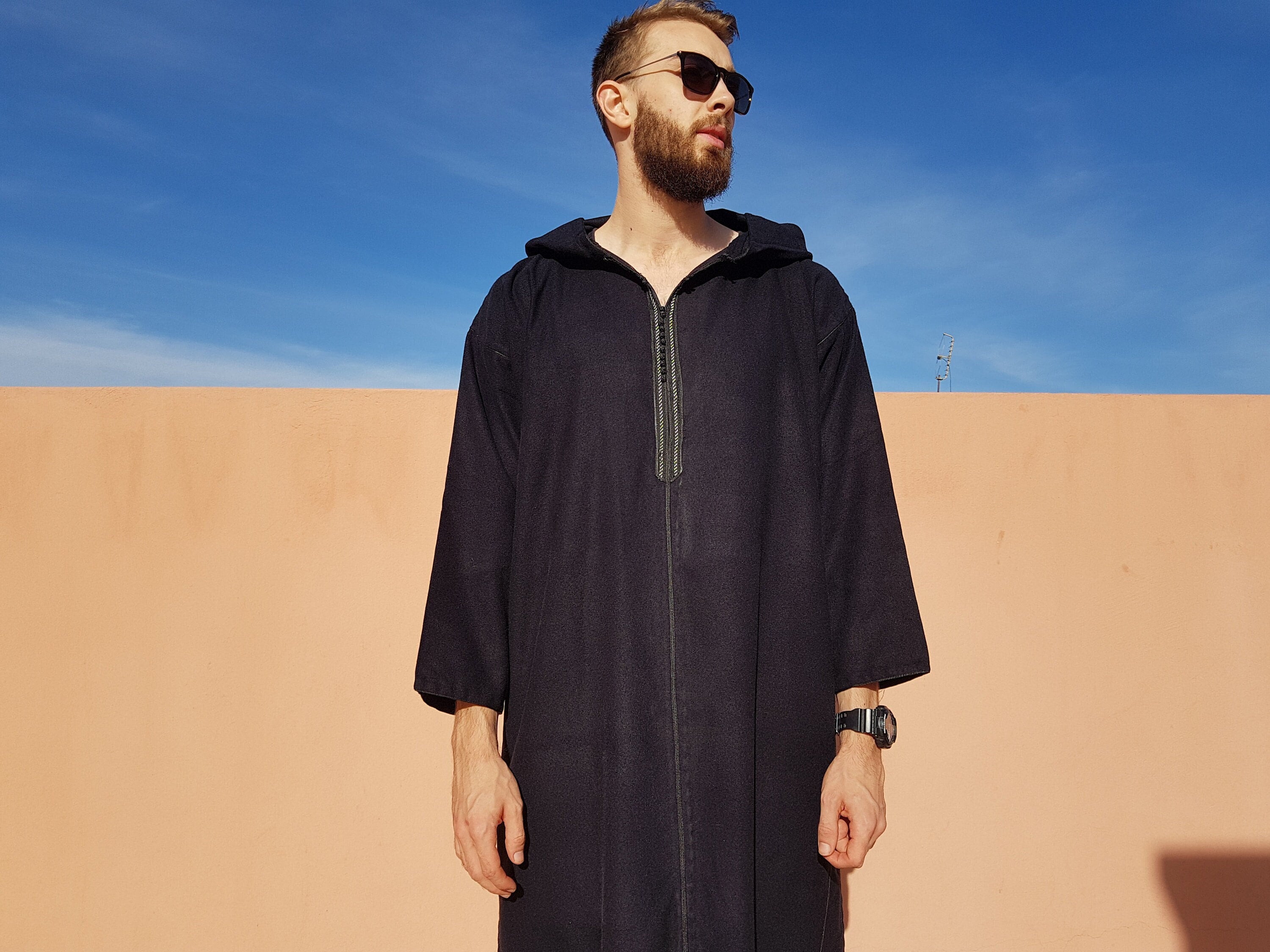 Black moroccan djellaba for men