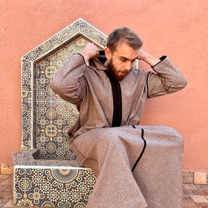Brown moroccan men djellaba perfect for Ramadan image 4