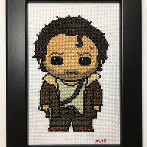 The Walking Dead Handmade Cross Stitch Rick Grimes - Framed